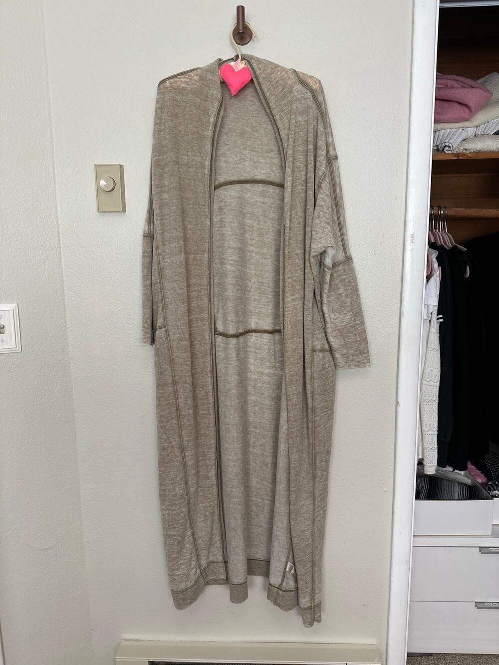 Intimately Free People Small Cozy Girl Longline Cardigan Sage Green w Pockets